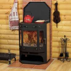 Печь-камин Бавария с плитой аква фото в Мозыре