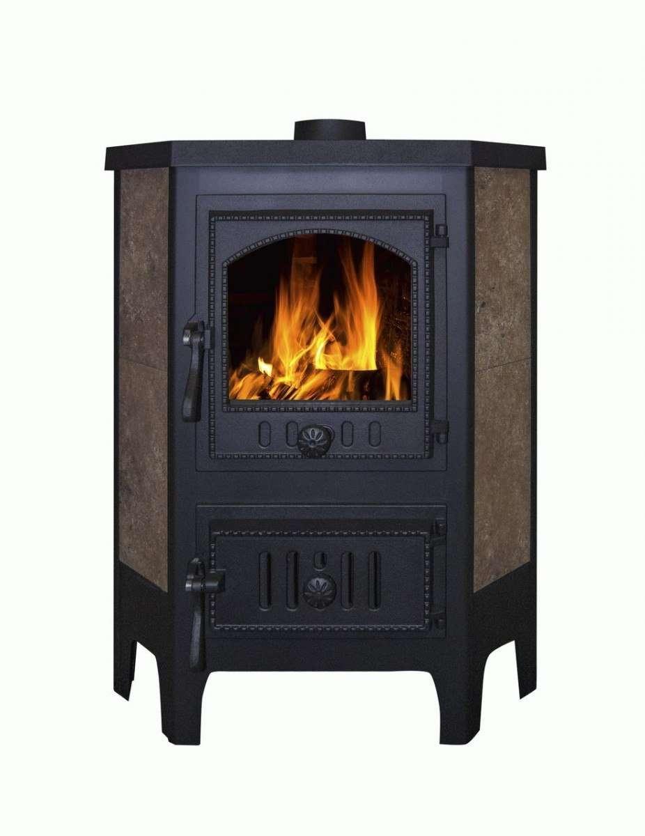 Печь-камин Бавария угловая чугун с плитой Амазонка бай фото в Мозыре