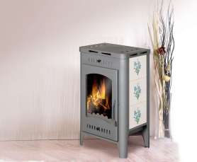 Печь-камин Бавария Оптима Незабудка со стеклом фото в Мозыре