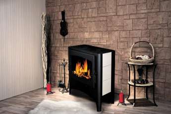 Печь-камин Бавария Эко с плитой 2 конфорки фото в интерьере в Мозыре
