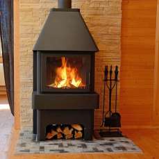 Стальной большой камин Бавария 3 стекла чёрная фото в Мозыре