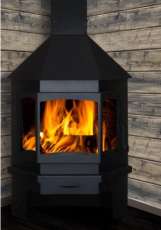 Печь-камин Бавария Мюнхен пристенно-угловой черный фото в интерьере в Мозыре