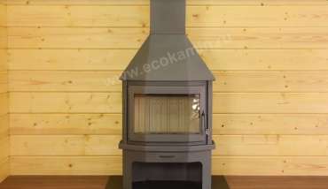 Печь-камин со стеклом Бавария Мюнхен пристенно-угловой графит фото в Мозыре