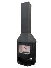 Стальной камин Мюнхен угловой графит фото с боку в Мозыре