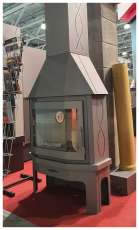 Стальной камин Бавария Мюнхен со стеклом угловой чёрный (без перемычки) фото в Мозыре