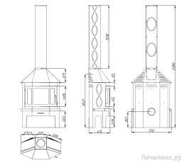 Стальной камин Бавария Мюнхен со стеклом угловой чёрный (без перемычки) фото габариты в Мозыре