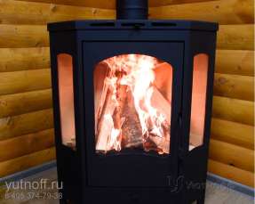 Стальной камин со стеклами Бавария панорама угловая фото в Мозыре