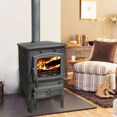 Печь-камин чугунный FireWay Dacha в интерьере чёрный Амазонка бай фото в Мозыре