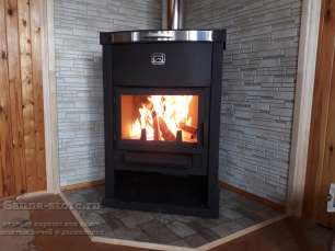 Недорогой камин со стеклом и дровницей Теплодар ОВ-140 (угловой) фото в Мозыре