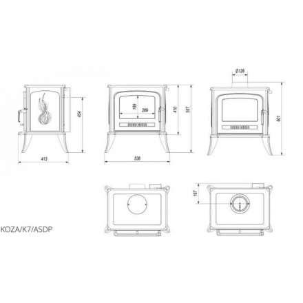 Купить Печь-камин чугунный Kratki Koza K7 с термостатом в Мозыре Амазонка бай фото в Мозыре