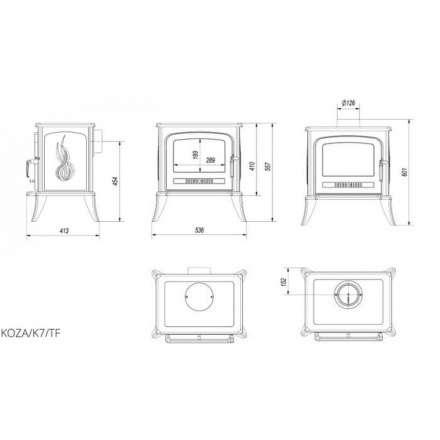 Купить Печь-камин чугунный Kratki Koza K7 с турбиной в Мозыре Амазонка бай фото в Мозыре