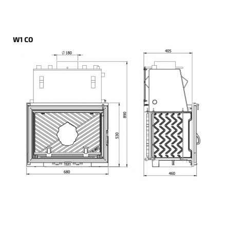 Каминная топка Kawmet W1CO 18,7 кВт с водяным контуром в Мозыре