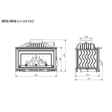 Каминная топка Kawmet W15 STANDARD 9,4 кВт EKO в Мозыре