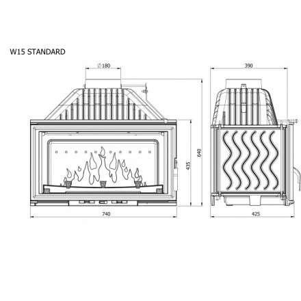 Каминная топка Kawmet W15 STANDARD 18 кВт в Мозыре