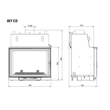 Каминная топка Kawmet W7CO 25,3 кВт с водяным контуром в Мозыре