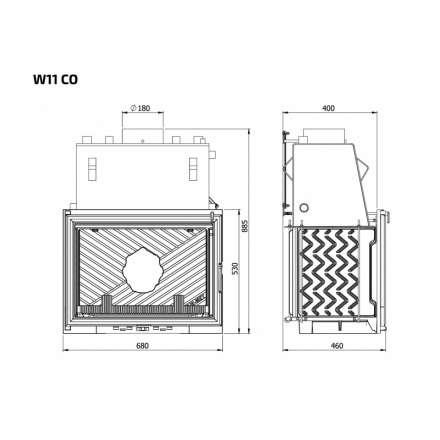 Каминная топка Kawmet W11CO 18 кВт с водяным контуром в Мозыре