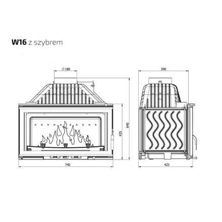 Каминная топка Kawmet W16 PREMIUM 14,7 кВт в Мозыре