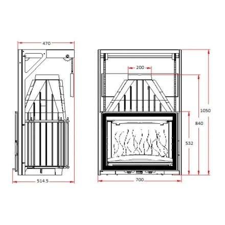 Каминная топка Invicta 700 Grand Angle с подъёмом в Мозыре