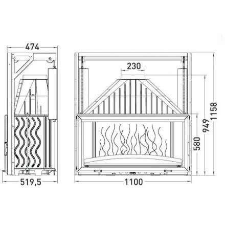 Каминная топка Invicta 1100 Grand Vision с подъёмом в Мозыре