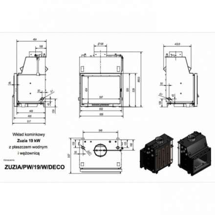 Каминная топка Kratki Zuzia/PW/19/W/DECO в Мозыре