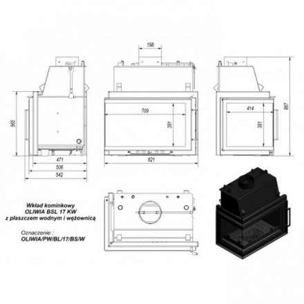 Каминная топка Kratki Oliwia/PW/BL/17/BS/W в Мозыре