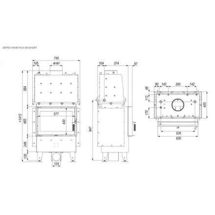 Каминная топка DEFRO HOME RIVA SM SHORT с водяным контуром в Мозыре