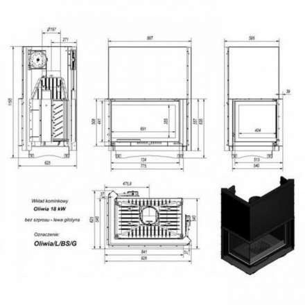 Каминная топка Kratki Oliwia/L/BS/G в Мозыре