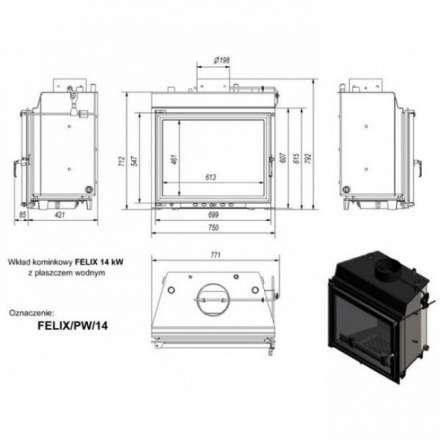 Каминная топка Kratki Felix/PW/14/W в Мозыре