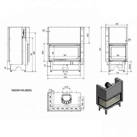 Каминная топка Kratki NADIA/14/L/BS/G в Мозыре