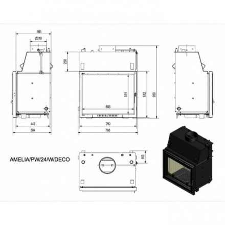 Каминная топка Kratki Amelia/PW/24/W/DECO (змеевик) в Мозыре