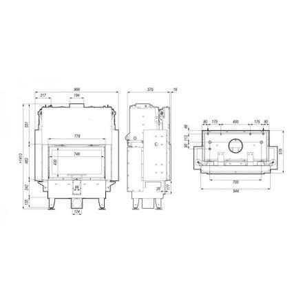 Каминная топка Defro Home RIVA ME G SHORT с водяным контуром и подъемом стекла вверх в Мозыре