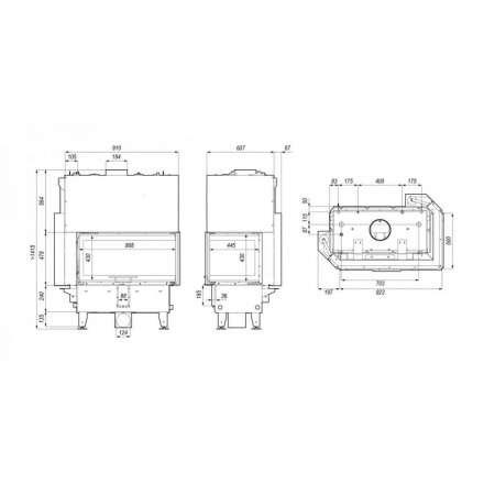 Каминная топка DEFRO HOME RIVA ME BL G SHORT угловая с водяным контуром и подъемом стекла вверх в Мозыре