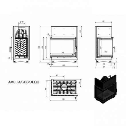 Каминная топка Kratki Amelia/L/BS/Deco в Мозыре