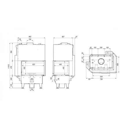 Каминная топка DEFRO HOME RIVA SM BL G SHORT угловая с водяным контуром и подъемом стекла вверх в Мозыре