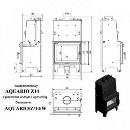 Каминная топка Kratki AQUARIO/Z/14/PW/W в Мозыре