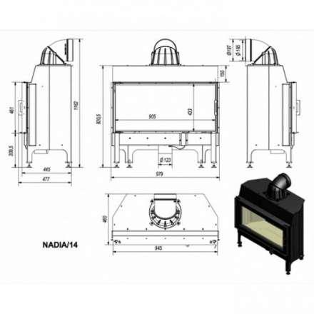 Каминная топка Kratki Nadia/14 в Мозыре