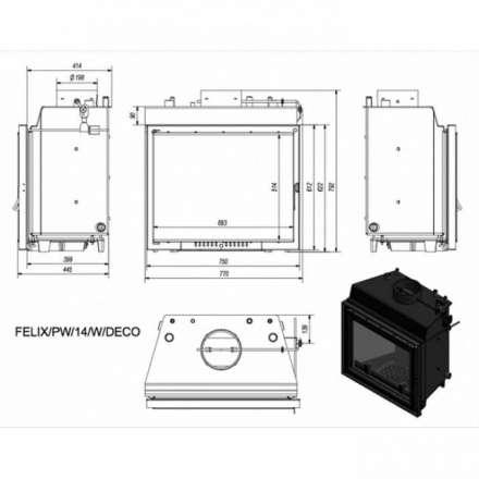 Каминная топка Kratki Felix/PW/14/W/DECO в Мозыре