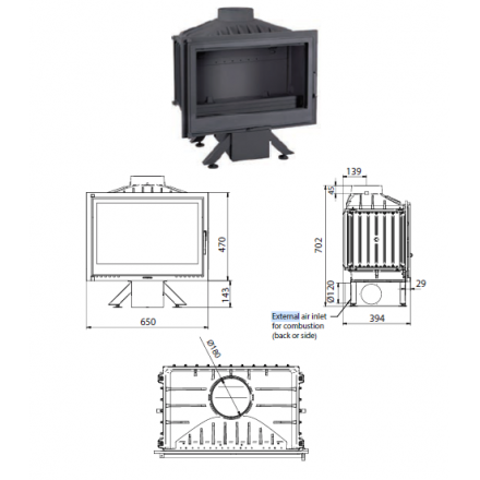 Каминная топка Ferguss FG17 с подводом воздуха извне и шибером в Мозыре
