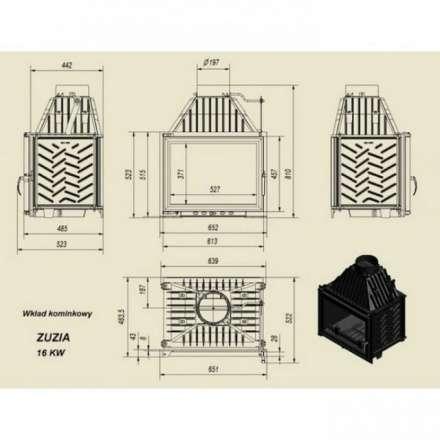 Каминная топка Kratki Zuzia/GLASS (двойное стекло) в Мозыре