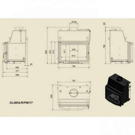 Каминная топка Kratki Oliwia/R/PW/17 в Мозыре