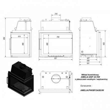 Каминная топка Kratki Amelia/PW/BP/24/BS/W в Мозыре