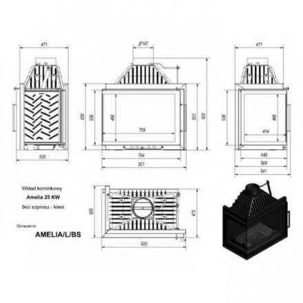 Каминная топка Kratki Amelia/L/BS в Мозыре