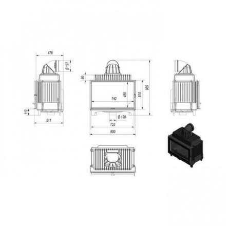 Каминная топка Kratki FRANEK/14 в Мозыре