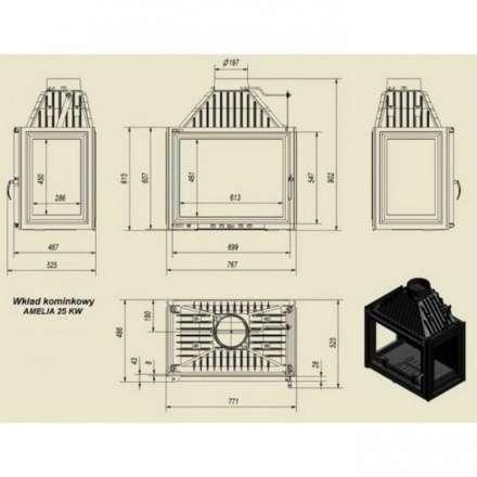 Каминная топка Kratki Amelia/LPT в Мозыре
