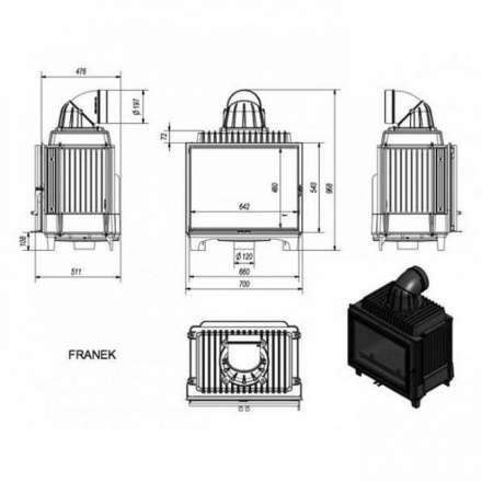 Каминная топка Kratki FRANEK/12 в Мозыре