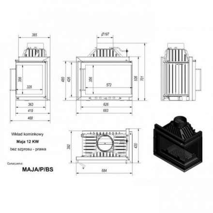 Каминная топка Kratki Maja/PW/12/G в Мозыре