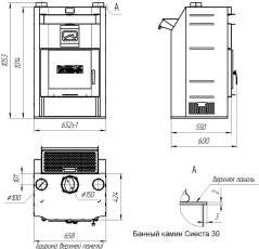 Печь-камин со стеклом Теплодар Сиеста 30 фото габариты в Мозыре